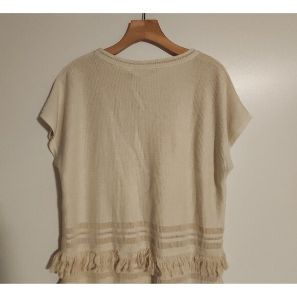 Lauren Ralph Lauren Fringe Trim Top Sweater Cream Boho Festival Size Small NWT - Picture 5 of 16